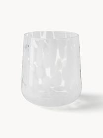 Handgemachte Wassergläser Oakley mit Tupfen-Muster, 4 Stück, Glas, Weiß, Transparent, Ø 9 x H 10 cm, 370 ml