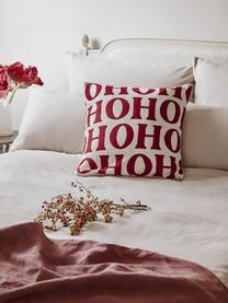 Poszewka na poduszkę z dzianiny Ho ho ho, Bawełna, Kremowy, różowy, S 45 x D 45 cm