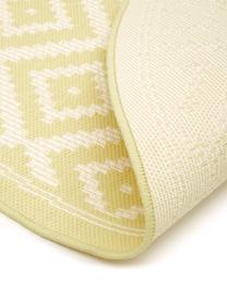 Rond in- en outdoor vloerkleed met patroon Miami in geel/wit, 86% polypropyleen, 14% polyester, Wit, geel, Ø 200 cm (maat L)