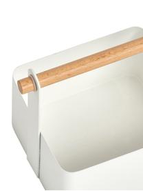 Organizador Ledino, Cesta: metal recubierto, Asa: madera de haya, Blanco, madera de haya, An 15 x F 16 cm