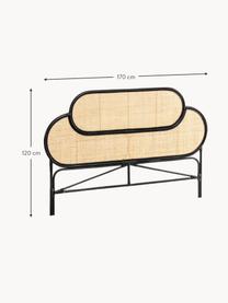 Rotan hoofdeinde Lalita, Frame: gelakt rotan, Tafelblad: rotan vlechtwerk, Rotan, zwart, B 170 x H 120 cm