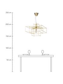 Lámpara de techo Cube, Pantalla: metal latón, Anclaje: metal latón, Cable: cubierto en tela, Latón, An 46 x Al 50 cm