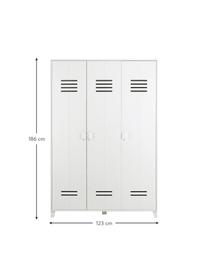 Armadio a 3 ante in legno bianco Locker, Legno di pino rivestito, Bianco, Larg. 123 x Alt. 186 cm