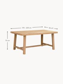 Table extensible en bois de chêne Brooklyn, tailles variées, Bois de chêne massif, brossé et laqué incolore

Ce produit est fabriqué à partir de bois certifié FSC® issu du développement durable, Bois de chêne, larg. 170 - 220 x prof. 95 cm