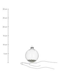 Kerstballen Rill, 2 stuks, Transparant, zilverkleurig, Ø 8 cm