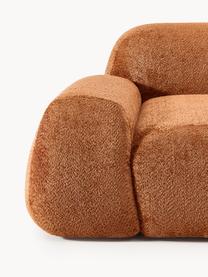 Narożna sofa modułowa (4-osobowa) Teddy-Bouclé Wolke, Tapicerka: Teddy-Bouclé (100% polies, Stelaż: drewno sosnowe, drewno św, Nogi: tworzywo sztuczne Ten pro, Teddy-Bouclé w odcieniu terakoty, S 349 x G 262 cm