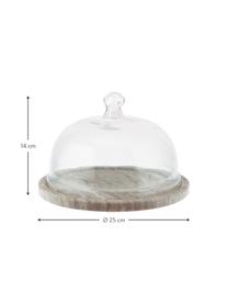 Campana quesera de mármol Cheese, Campana: vidrio, Beige, transparente, Ø 25 x Al 14 cm