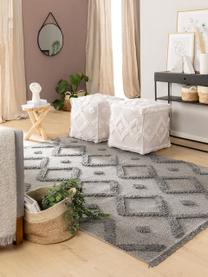 Tapis en coton ethnique Oslo, Gris chiné