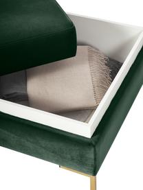 Sofa-Hocker Luna aus Samt mit Stauraum, Bezug: Samt (100 % Polyester), O, Gestell: Massives Buchenholz, Schi, Füße: Metall, galvanisiert, Samt Dunkelgrün, B 77 x T 77 cm