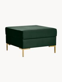 Sofa-Hocker Luna aus Samt mit Stauraum, Bezug: Samt (100 % Polyester), O, Gestell: Massives Buchenholz, Schi, Füße: Metall, galvanisiert Das , Samt Dunkelgrün, Goldfarben, B 77 x H 49 cm