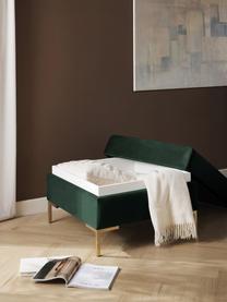 Reposapiés puf de terciopelo Luna, con espacio de almacenamiento, Funda: terciopelo (100% poliéste, Estructura: madera maciza de haya, ma, Patas: metal galvanizado, Terciopelo verde oscuro, dorado, An 77 x Al 49 cm