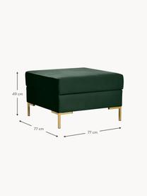 Sofa-Hocker Luna aus Samt mit Stauraum, Bezug: Samt (100 % Polyester), O, Gestell: Massives Buchenholz, Schi, Füße: Metall, galvanisiert Das , Samt Dunkelgrün, Goldfarben, B 77 x H 49 cm