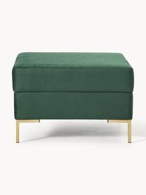 Sofa-Hocker Luna aus Samt mit Stauraum, Bezug: Samt (100 % Polyester) De, Gestell: Massives Buchenholz, Schi, Samt Dunkelgrün, Goldfarben, B 77 x H 49 cm