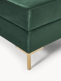 Sofa-Hocker Luna aus Samt mit Stauraum, Bezug: Samt (100 % Polyester) De, Gestell: Massives Buchenholz, Schi, Samt Dunkelgrün, Goldfarben, B 77 x H 49 cm