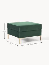 Sofa-Hocker Luna aus Samt mit Stauraum, Bezug: Samt (100 % Polyester) De, Gestell: Massives Buchenholz, Schi, Samt Dunkelgrün, Goldfarben, B 77 x H 49 cm