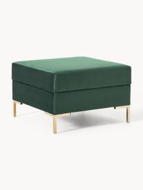 Sofa-Hocker Luna aus Samt mit Stauraum, Bezug: Samt (100 % Polyester) De, Gestell: Massives Buchenholz, Schi, Samt Dunkelgrün, Goldfarben, B 77 x H 49 cm