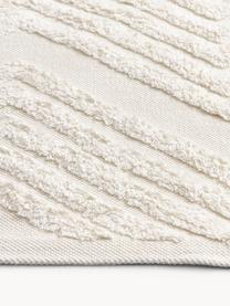 Handgewebter Baumwollteppich Ziggy mit erhabener Hoch-Tief-Struktur, 100% Baumwolle, Cremeweiß, B 80 x L 150 cm (Größe XS)