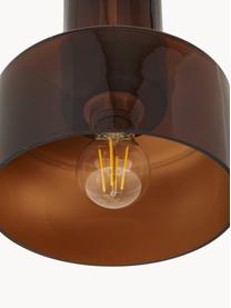 Lámpara de techo pequeña de vidrio Flowy, Pantalla: vidrio tintado, Anclaje: latón, Cable: plástico, Marrón transparente, Ø 20 x Al 27 cm