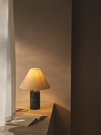 Lámpara de mesa de mármol Gia, Pantalla: 50% lino, 50% poliéster, Cable: cubierto en tela, Beige, verde oscuro, veteado, Ø 30 x Al 39 cm