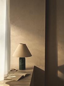 Lampada da tavolo con base in marmo Gia, Paralume: 50% lino, 50% poliestere, Base della lampada: marmo, Beige, verde scuro, marmorizzato, Ø 30 x Alt. 39 cm