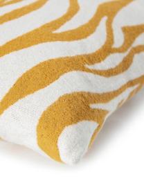 Kussenhoes Sana met zebra print in geel/wit, Weeftechniek: jacquard, Mosterdgeel, wit, 50 x 50 cm