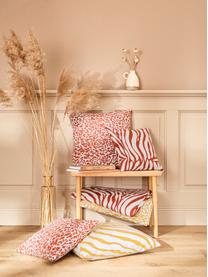 Kussenhoes Sana met zebra print in geel/wit, Weeftechniek: jacquard, Mosterdgeel, wit, 50 x 50 cm