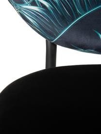Silla tapizada Hojas, Tapizado: 100% poliéster, Estructura: madera, Patas: metal, Tonos azules, negro, An 50 x F 47 cm