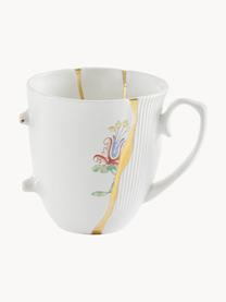 Designer Porzellan-Tasse Kintsugi, Dekor: Gold, Weiss, Goldfarben, Ø 9 x H 9 cm, 325 ml