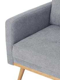 Fauteuil Saint in blauwgrijs met eikenhouten poten, Bekleding: polyester, Frame: massief grenenhout, spaan, Geweven stof blauwgrijs, B 85 x D 76 cm