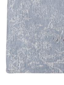 Chenille-Teppich Multi mit Patchwork-Design, Vorderseite: 85% Chenillegarn (Baumwol, Webart: Jacquard, Rückseite: Baumwollgemisch, latexbes, Blau, Grau, B 140 x L 200 cm (Größe S)