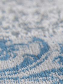 Chenille-Teppich Multi mit Patchwork-Design, Vorderseite: 85% Chenillegarn (Baumwol, Webart: Jacquard, Rückseite: Baumwollgemisch, latexbes, Blau, Grau, B 140 x L 200 cm (Größe S)