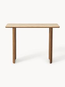 Console en chêne avec plateau en travertin Chandler, Bois de chêne, beige travertin, larg. 110 x haut. 80 cm