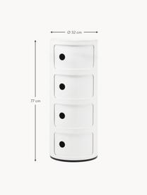 Design container Componibili, 4 modules, Kunststof (ABS), gelakt, Greenguard gecertificeerd, Wit, glanzend, Ø 32 x H 77 cm