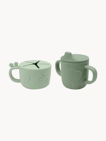 Set de taza crecimiento y de aperitivos Peekaboo, 100% silicona, Verde salvia, Set de diferentes tamaños