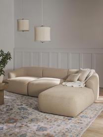 Canapé d'angle modulable 3 places en tissu bouclé Sofia, Bouclé beige clair, larg. 272 x prof. 160 cm, méridienne à droite