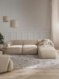 Canapé d'angle modulable 3 places en bouclette Sofia, Bouclette beige clair, larg. 277 x prof. 185 cm, méridienne à droite