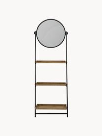 Étagère avec miroir Picoli, Noir, bois, larg. 54 x haut. 160 cm