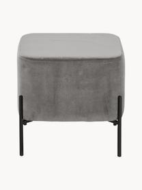 Pouf in velluto Harper, Rivestimento: velluto di cotone, Velluto grigio, nero, Larg. 46 x Alt. 44 cm