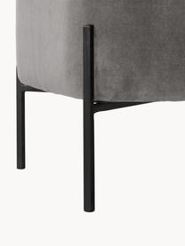 Zamatová taburetka Harper, Zamatová sivá, čierna, Š 46 x V 44 cm