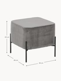 Pouf in velluto Harper, Rivestimento: velluto di cotone, Velluto grigio, nero, Larg. 46 x Alt. 44 cm