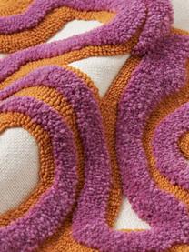 Kissenhülle Jiri mit getufteter Verzierung, Vorderseite: 85 % Wolle (RWS-zertifizi, Rückseite: 100 % Baumwolle, Lila, Orange, B 50 x L 50 cm