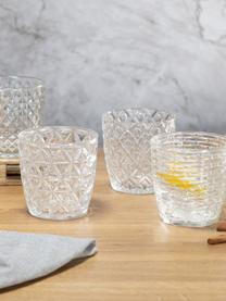 Set de vasos con relieves Geometry, 6 uds., Vidrio, Transparente, Ø 9 x Al 9 cm, 380 ml