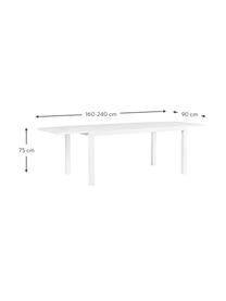 Table de jardin blanche extensible Hilde, de différentes tailles, Blanc, larg. de 160 à 240 x prof. 90 cm