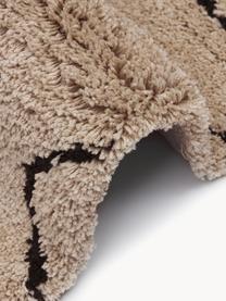 Handgetufteter Hochflor-Läufer Davin, Flor: 100% Polyester-Mikrofaser, Beige, Schwarz, B 80 x L 250 cm