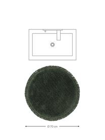 Tapis de bain rond coton vert Loose, 100 % coton, Vert, Ø 70 cm