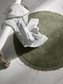 Tapis de bain rond coton vert Loose, 100 % coton, Vert, Ø 70 cm