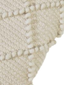 Boho kussenhoes Kerenise met hoog-laag structuur, 80% wol, 20% katoen, Beige, 45 x 45 cm