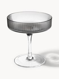 Coupes à champagne striées soufflées bouche Ripple, 2 pièces, Verre, soufflé bouche, Gris, transparent et haute brillance, Ø 11 x haut. 11 cm, 150 ml