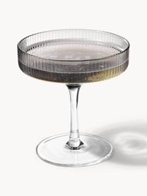 Mundgeblasene Champagnerschalen Ripple mit Rillenrelief, 2 Stück, Glas, mundgeblasen, Grau, transparent und glänzend, Ø 11 x H 11 cm, 150 ml