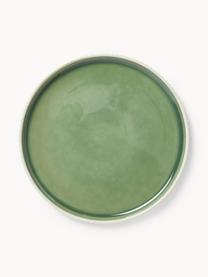 Platos postre con relieve Bora, 4 uds., Cerámica esmaltada, Verde claro brillante, beige claro mate, Ø 21 cm
